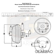 Load image into Gallery viewer, Brake Booster For Nissan Vanette Single Diaphragm (47210-G5210)