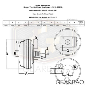 Brake Booster For Nissan Vanette Single Diaphragm (47210-G5210)