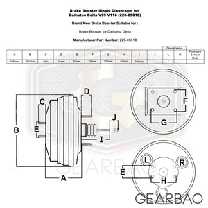 Brake Booster Single Diaphragm for Daihatsu Delta V99 V116 (226-05018)