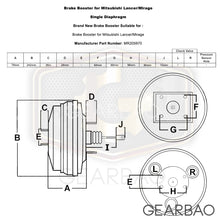 Load image into Gallery viewer, Brake Booster for Mitsubishi Lancer/Mirage 9&#39; Single (MR205970)