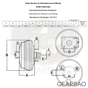 Brake Booster for Mitsubishi Lancer/Mirage 9' Single (MR205970)